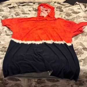Short sleeve hoodie shirt.  Red, white, and Blue  Size L